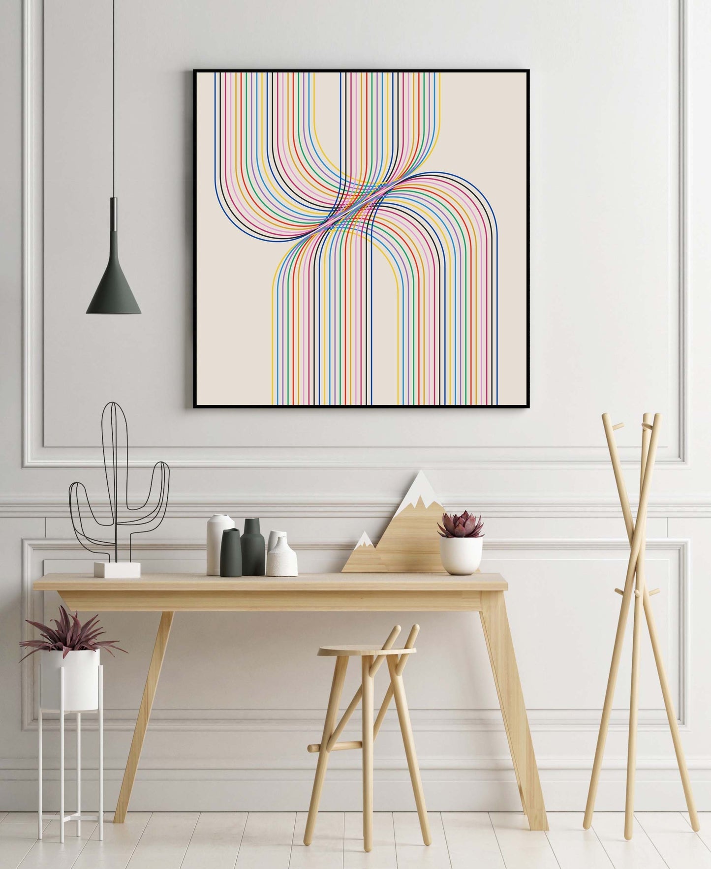 Cool Modern Geometric Line Art, Square Print