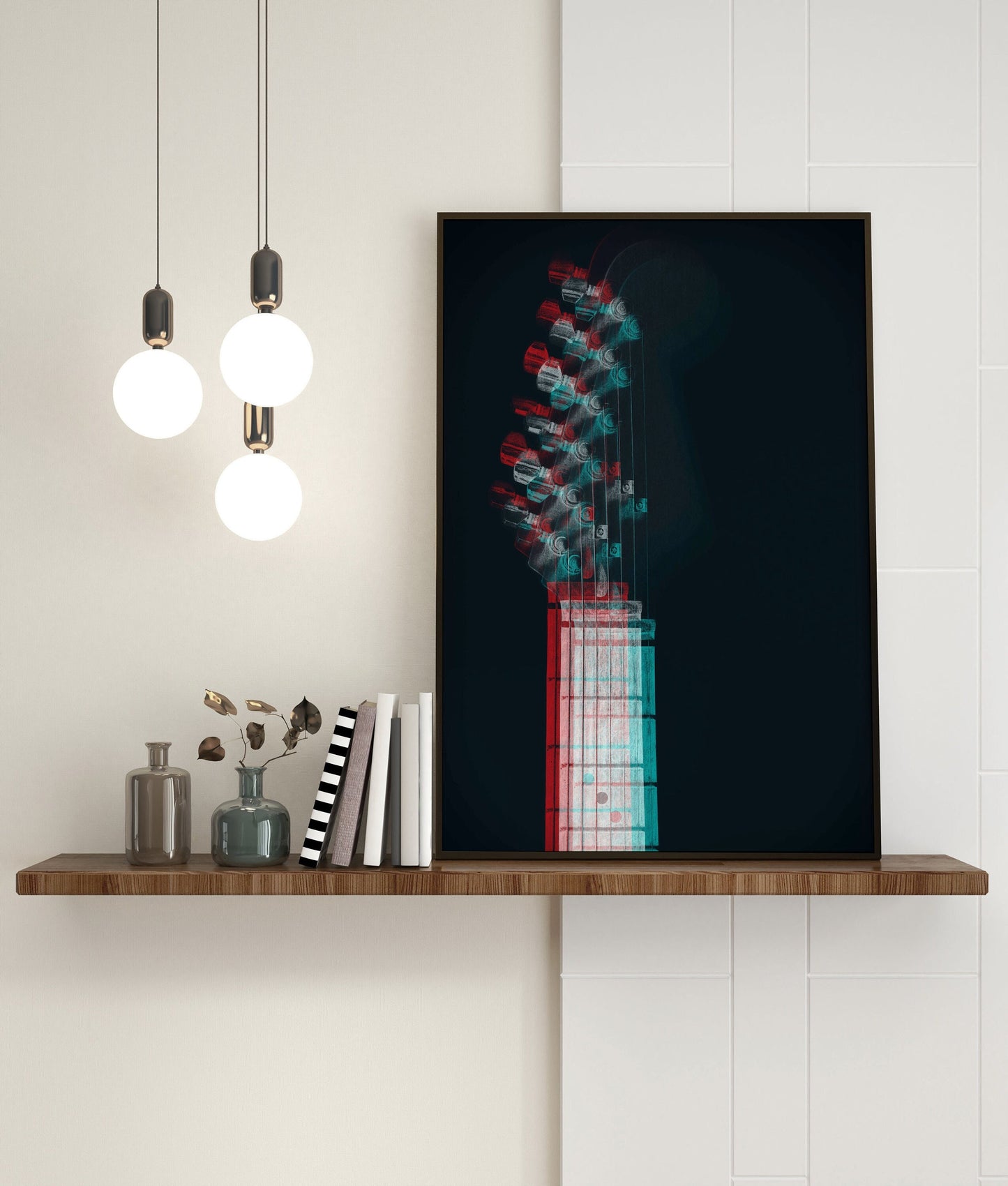 Cool Guitar Glitch Photographic Wall Art Print