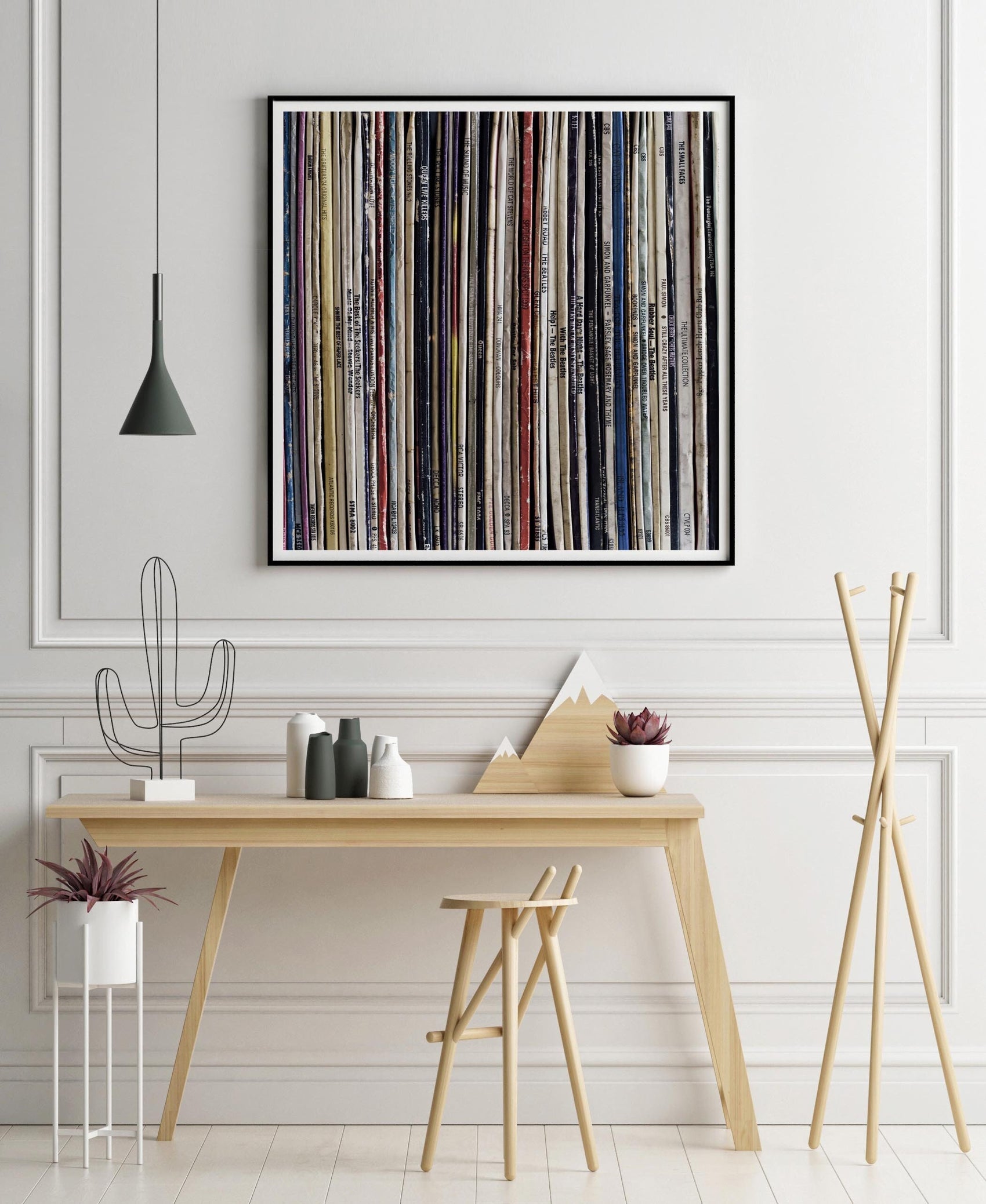 Cool Record Stack Square Art Print