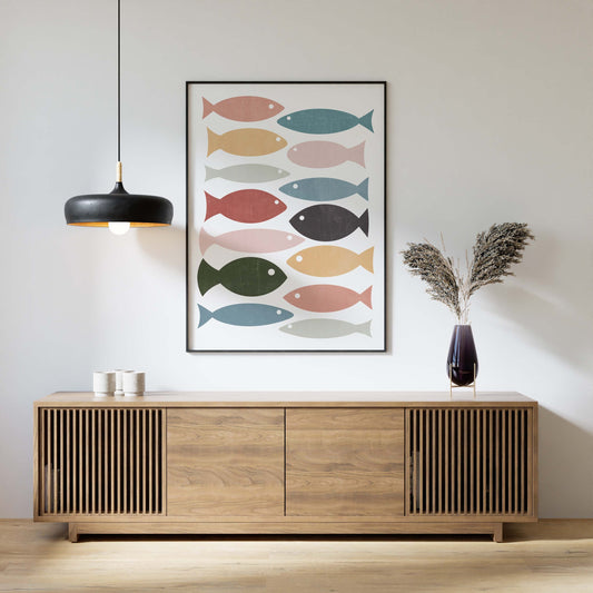 Cute Fun Colorful Fish Abstract Art Print