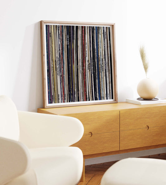 Cool Record Stack Square Art Print