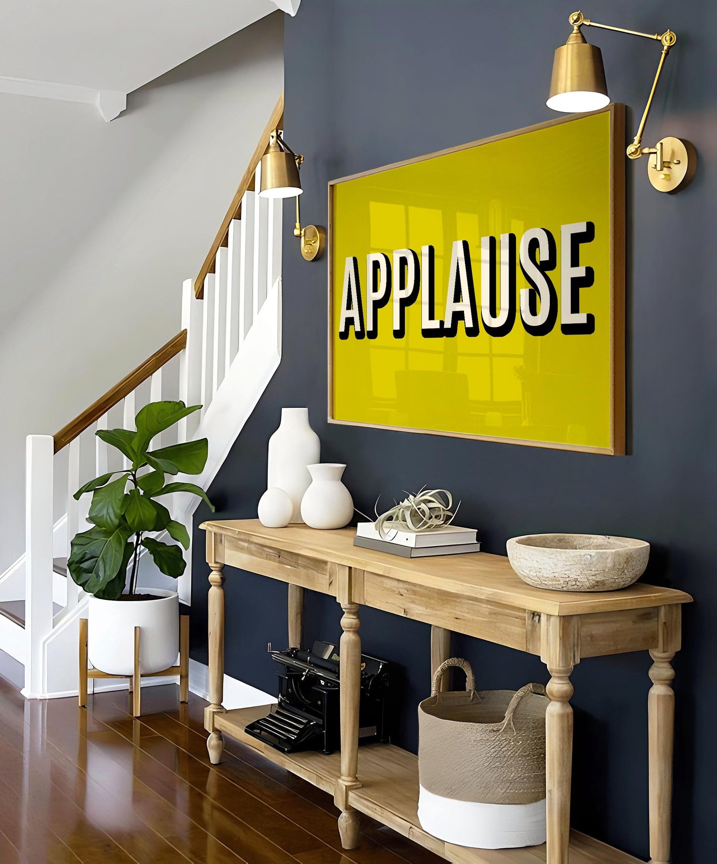 Cool Yellow Applause Text Art Print
