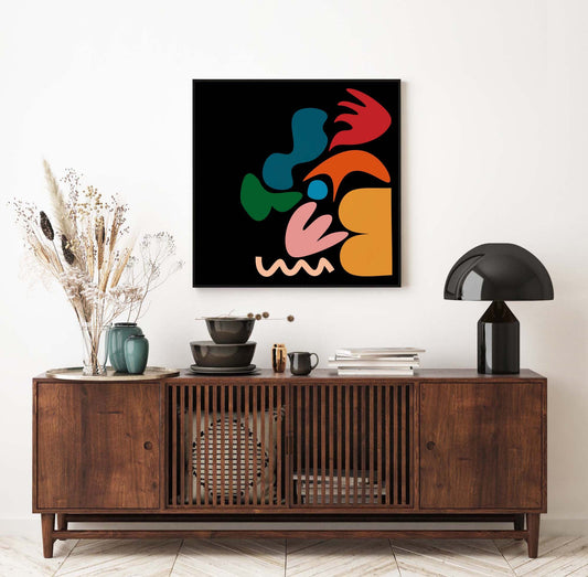 Funky Colorful Abstract Print - Playful Modern Shapes in Square