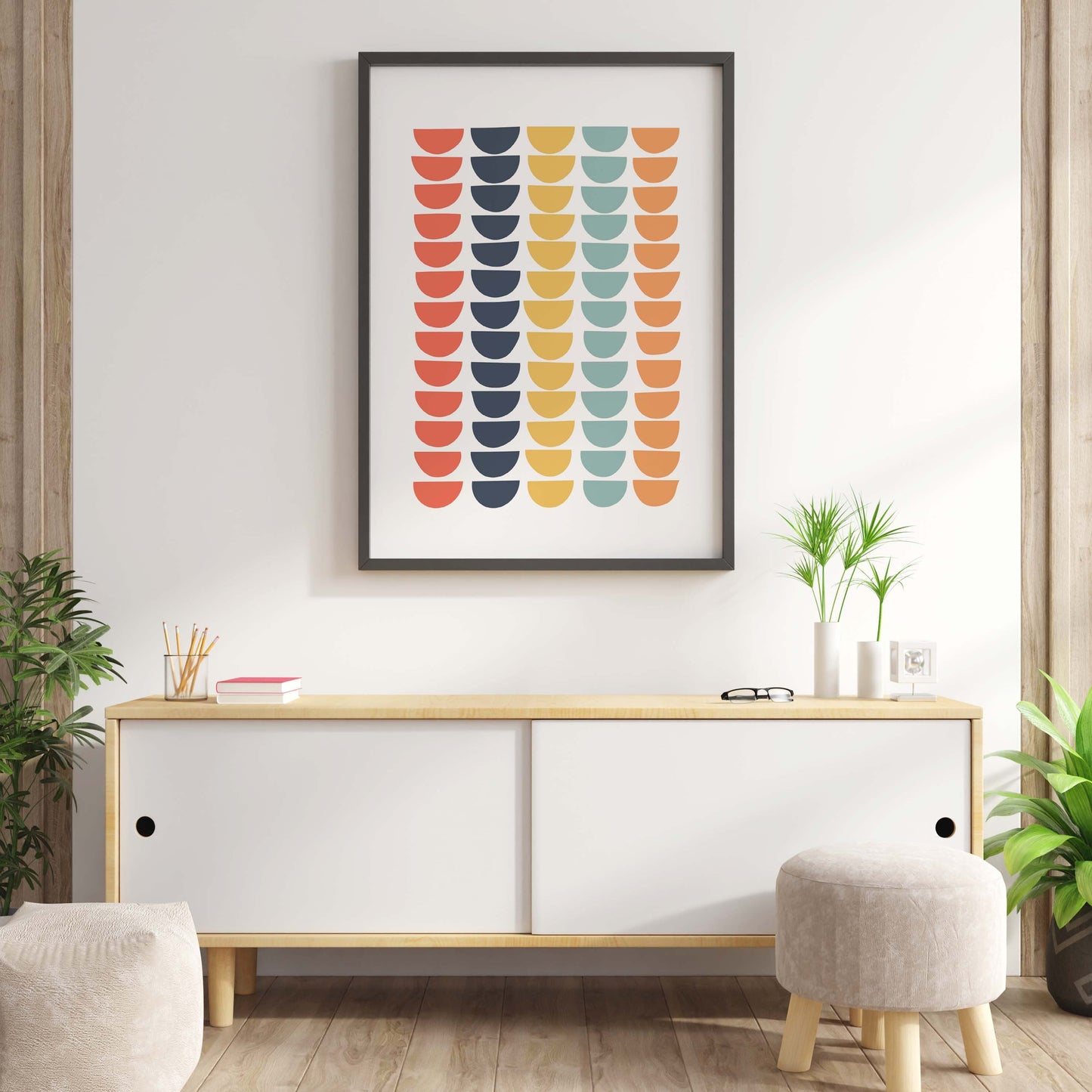 Cute Colorful Mid Century Scandi Art Print
