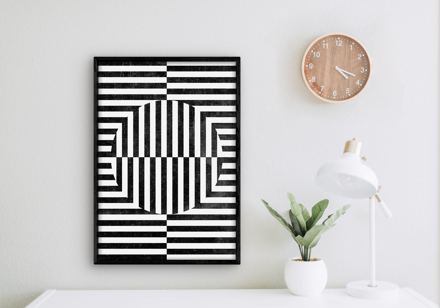 Modern Black and White Illusion Wall Art Print