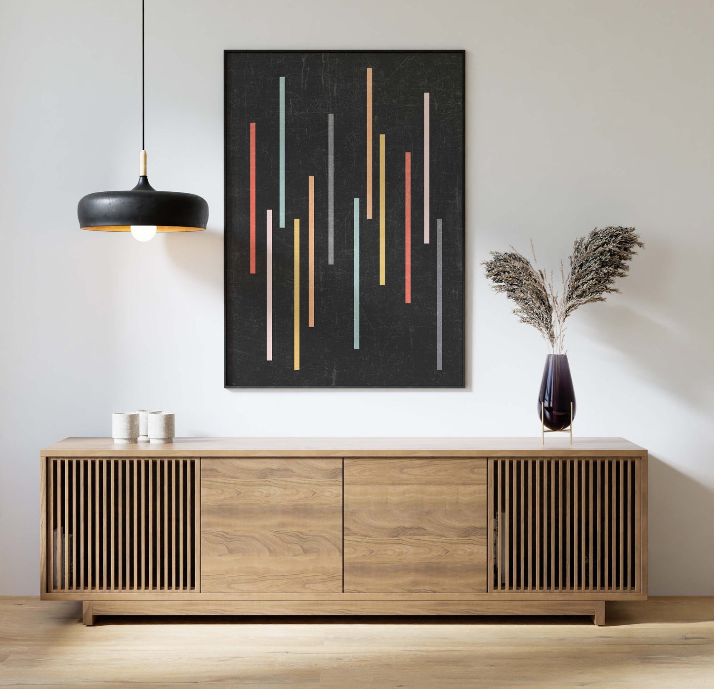 Fun Colorful Lines on Black Art Print