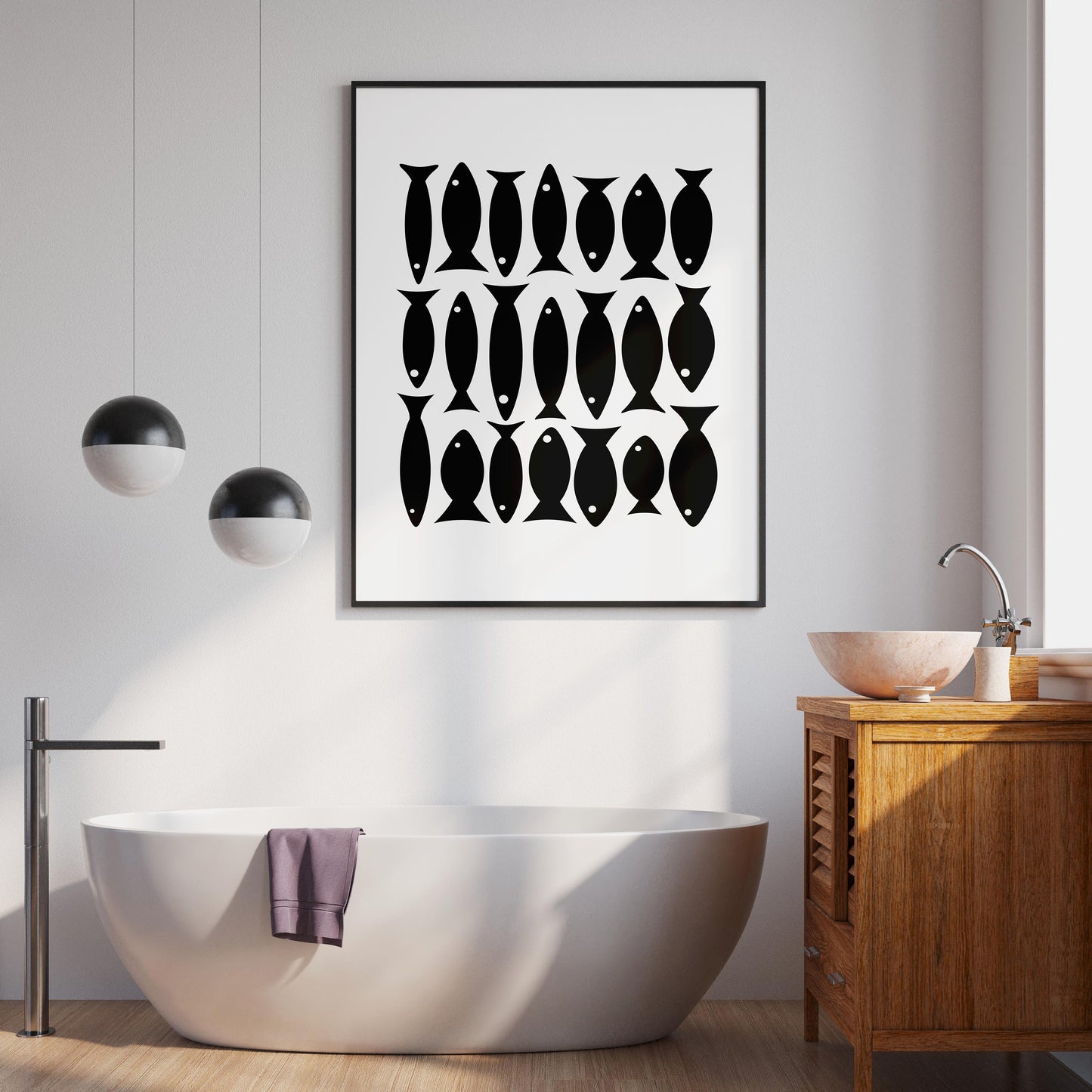 Set of 2 Abstract Fish Wall Art Prints