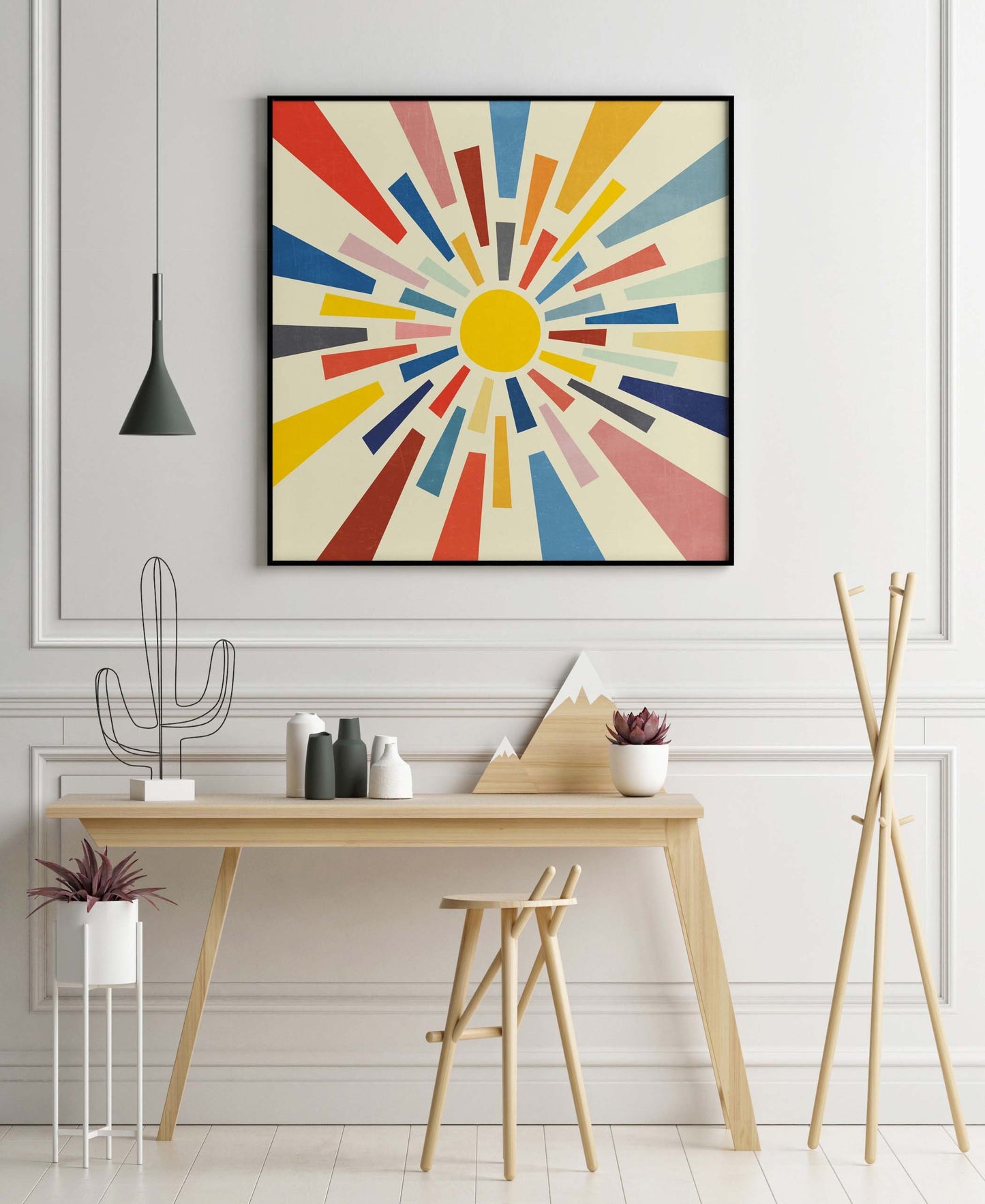 Colorful Retro Sunburst Square Art Print