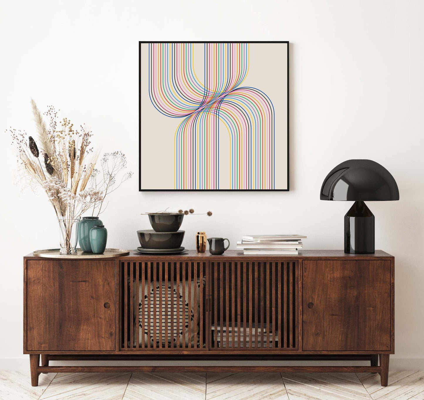 Cool Modern Geometric Line Art, Square Print