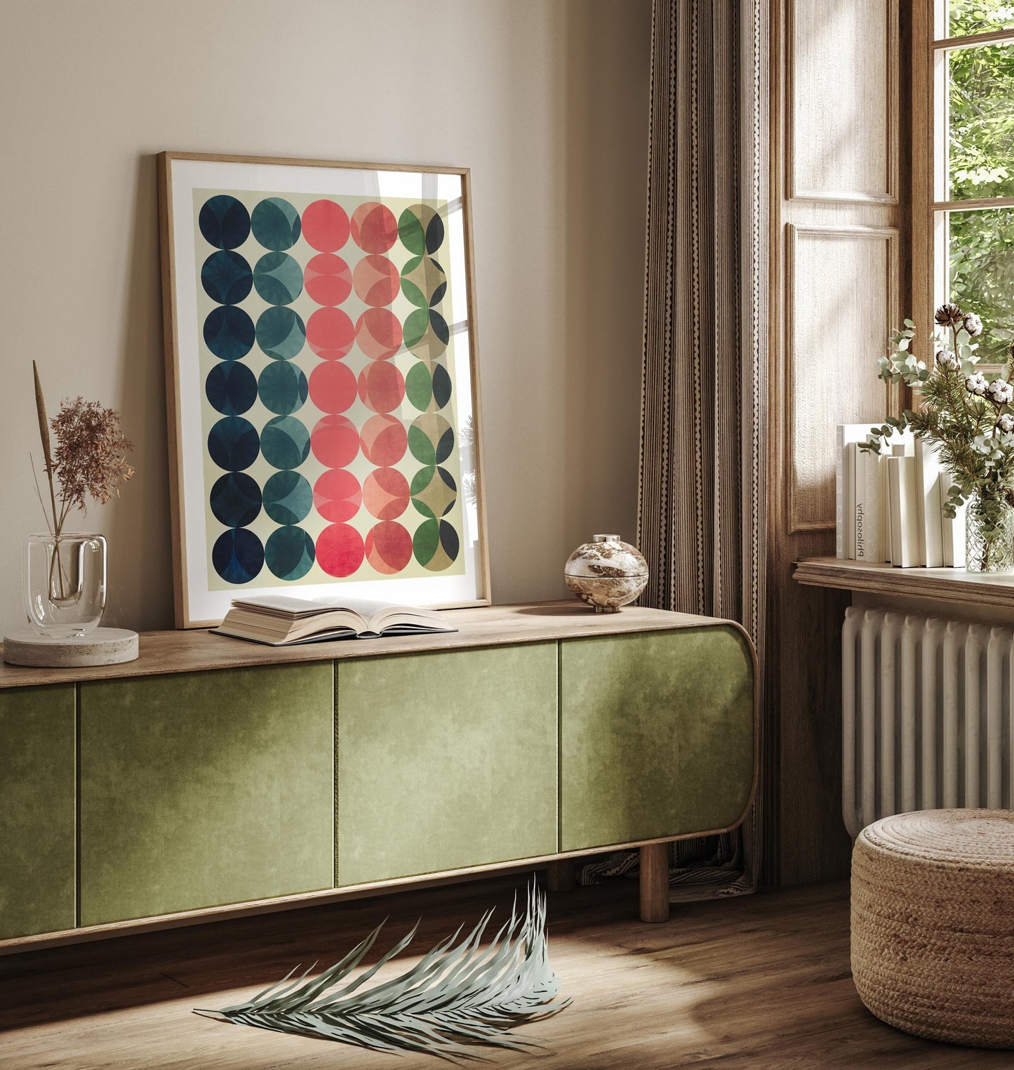 Mid Century Modern Circles Art Print - Abstract Earth Tones