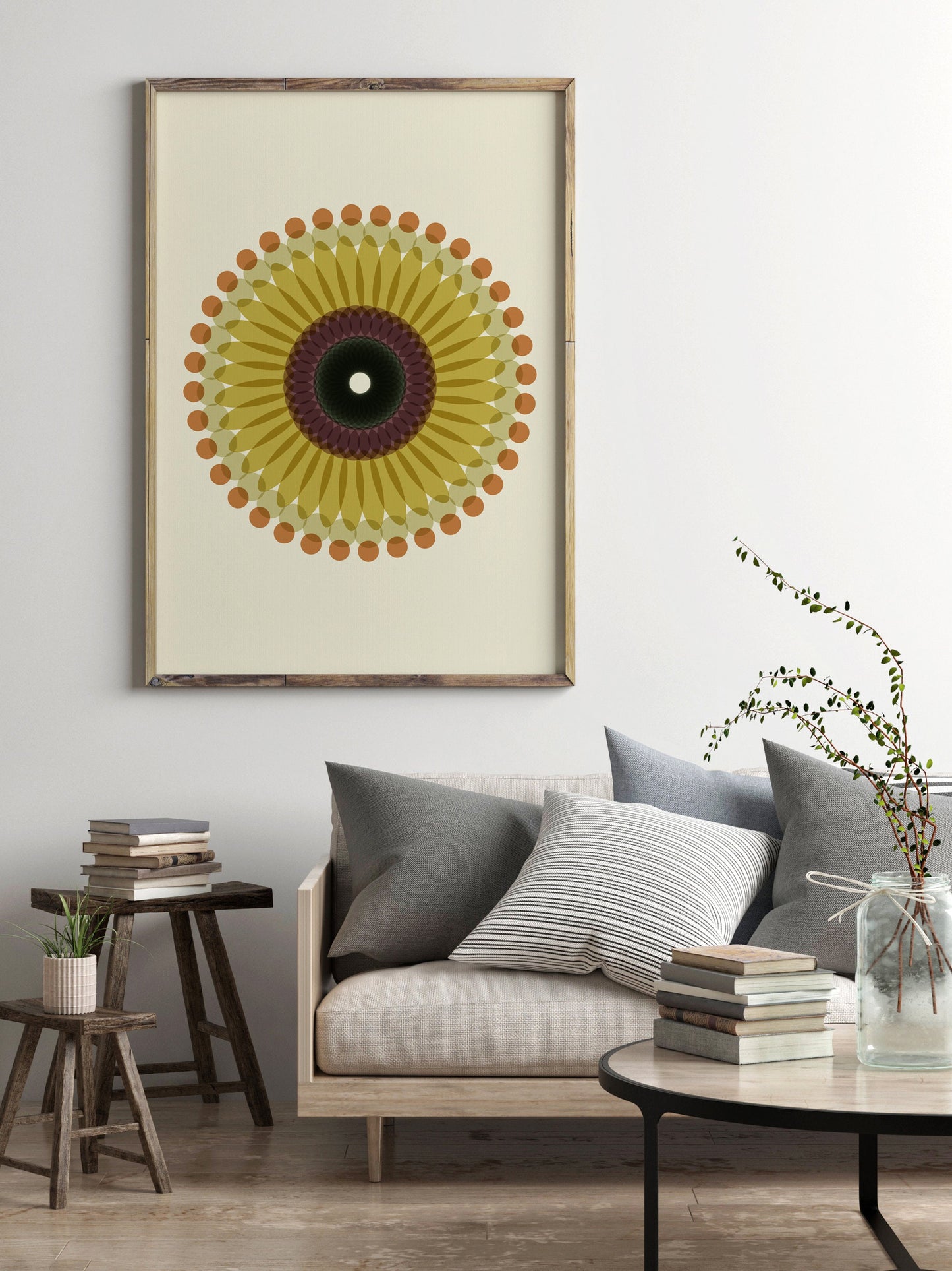 Cute Yellow Boho Mandala Art Print