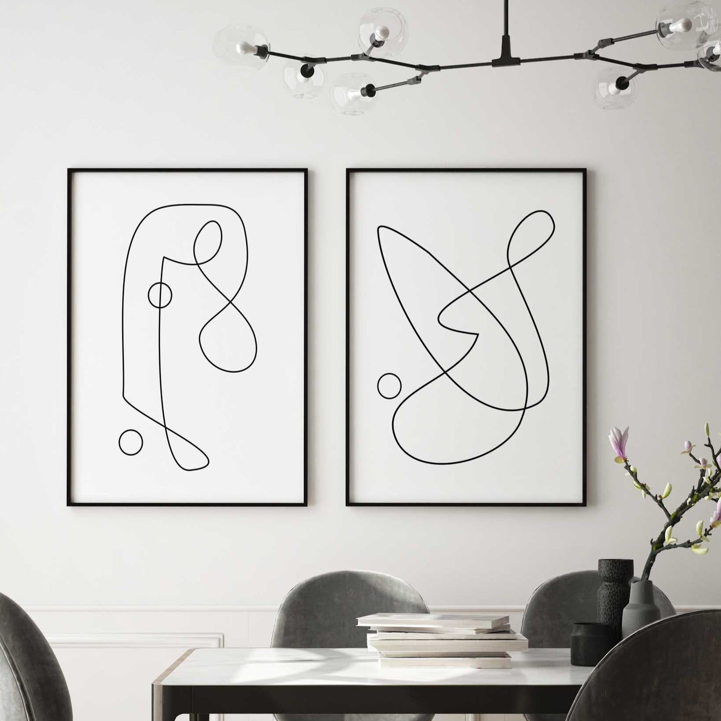 Set of 2 Modern Digital Line Art Prints