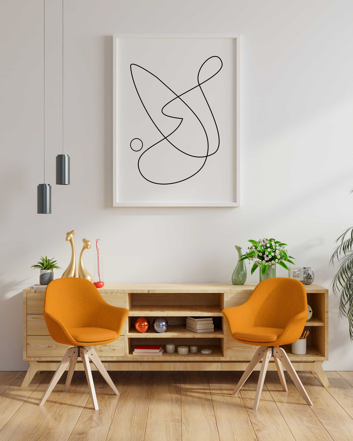 Set of 2 Modern Digital Line Art Prints