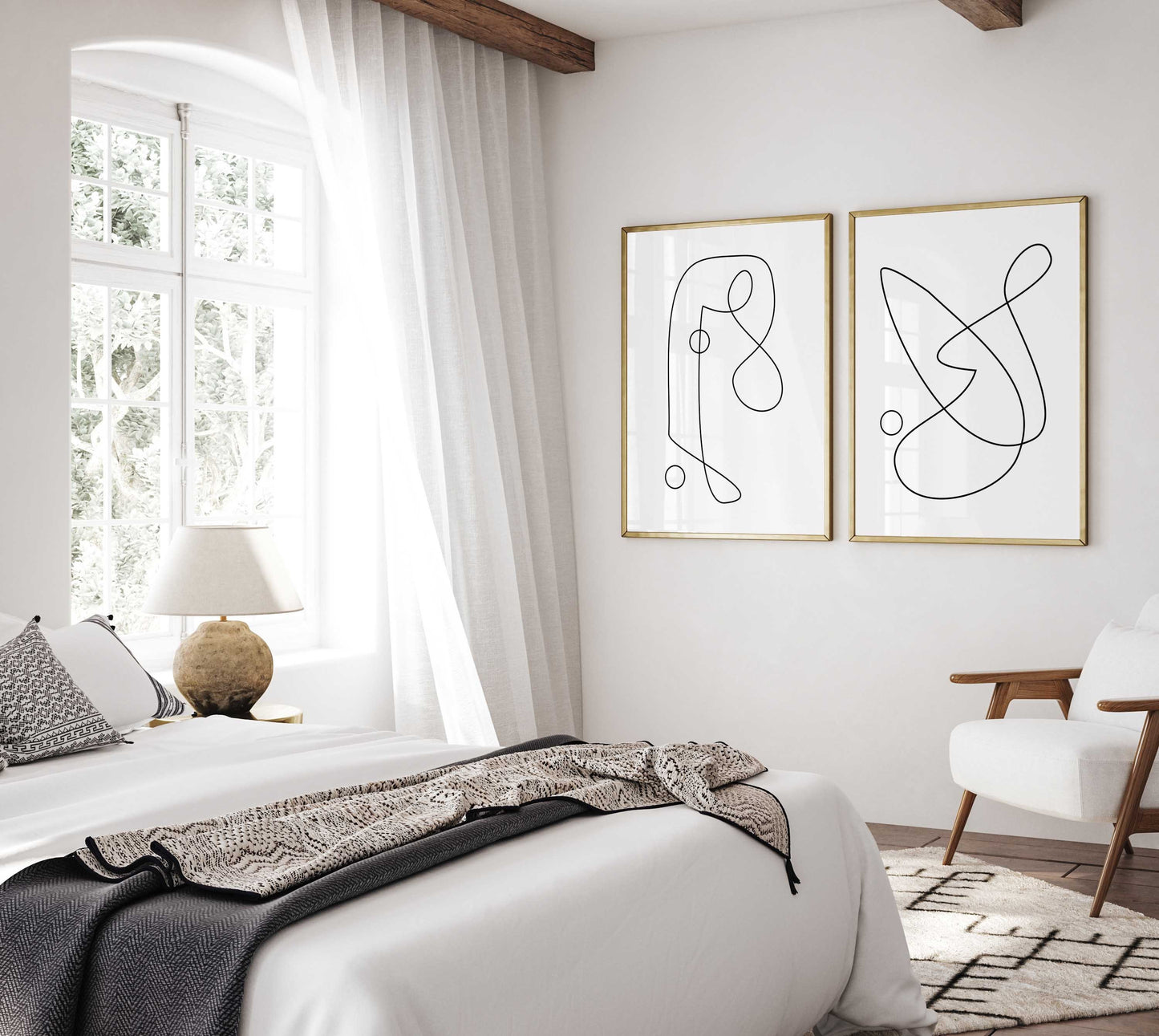 Set of 2 Modern Digital Line Art Prints