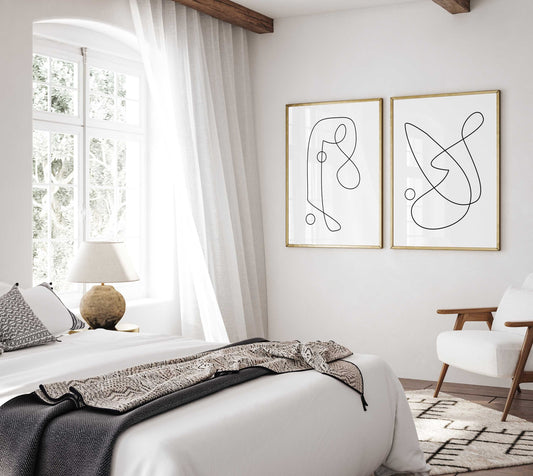 Set of 2 Modern Digital Line Art Prints