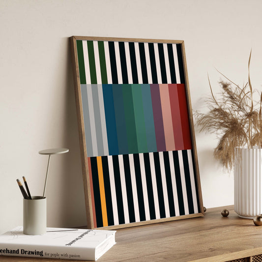 Bold Colorful Striped Abstract Wall Art Print