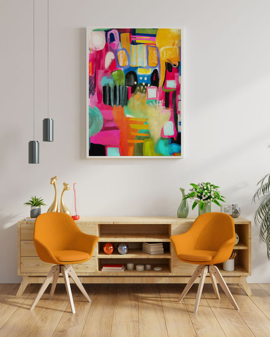 Fun Colorful Large Abstract Painting Print