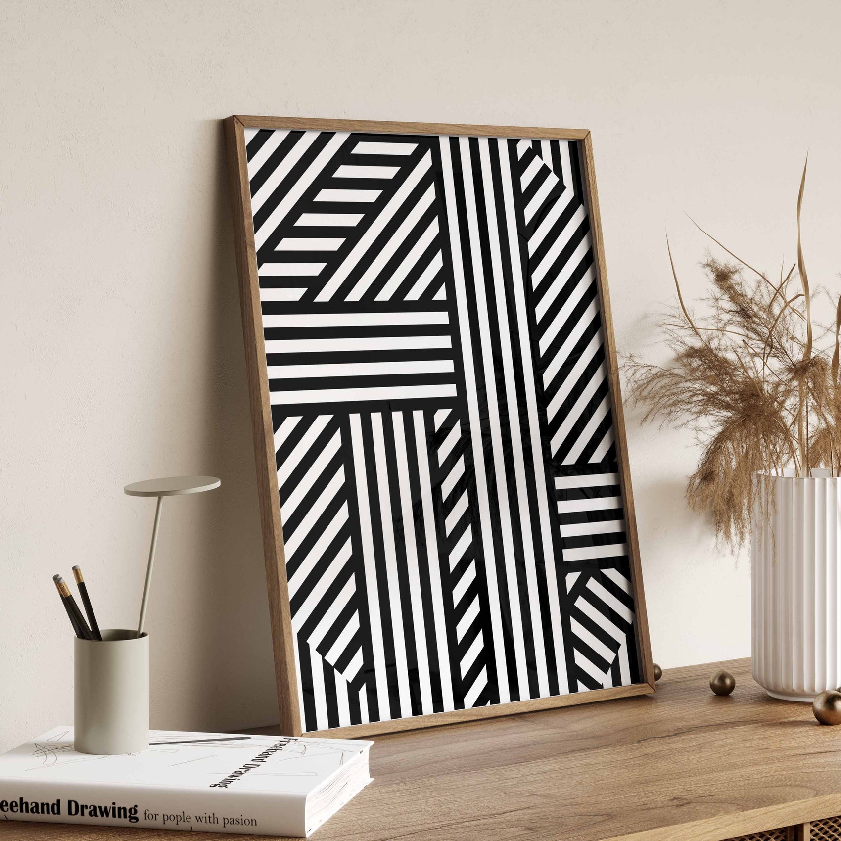 Cool Black and White Modern Line Art Print