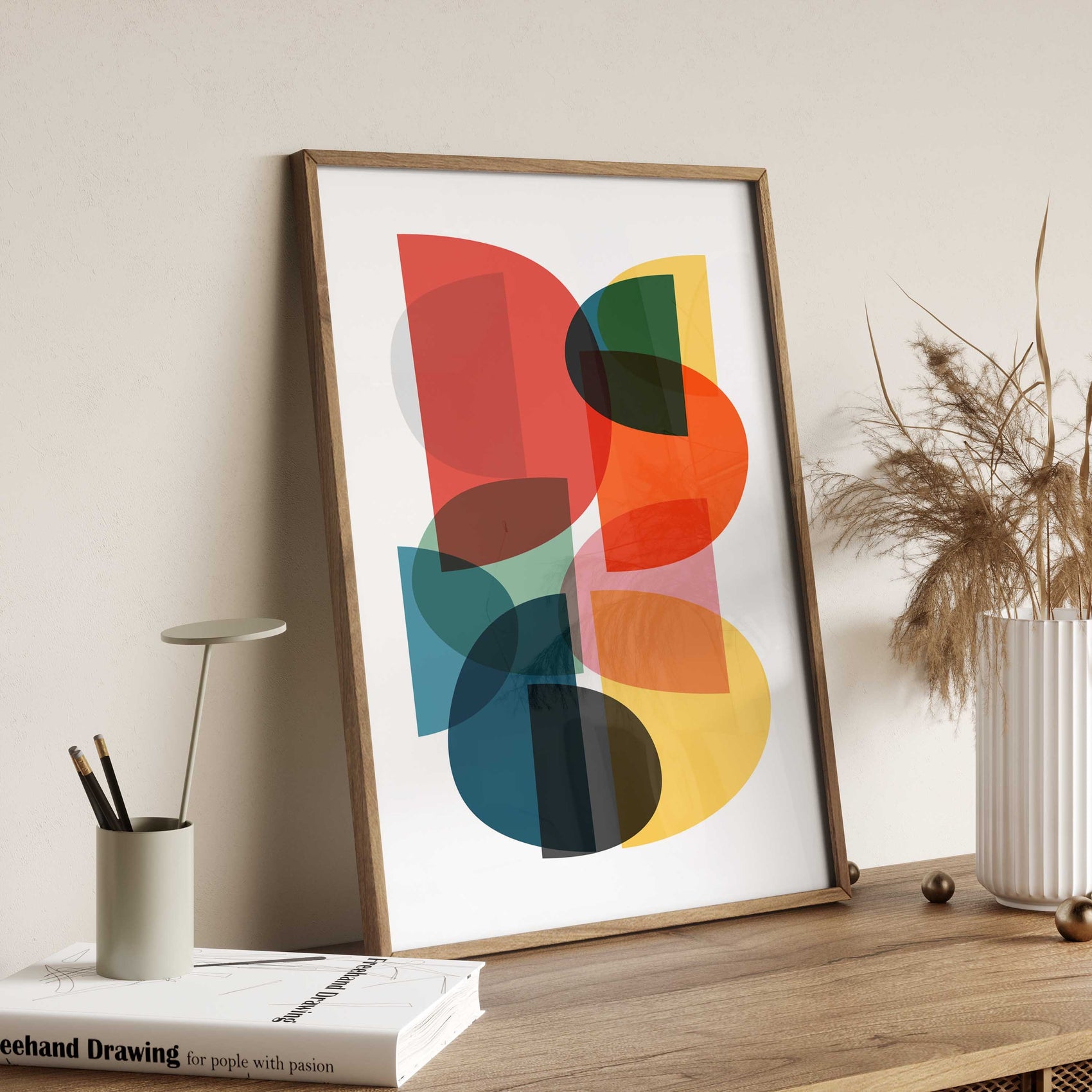 Fun Colorful Mid Century Abstract Art Print