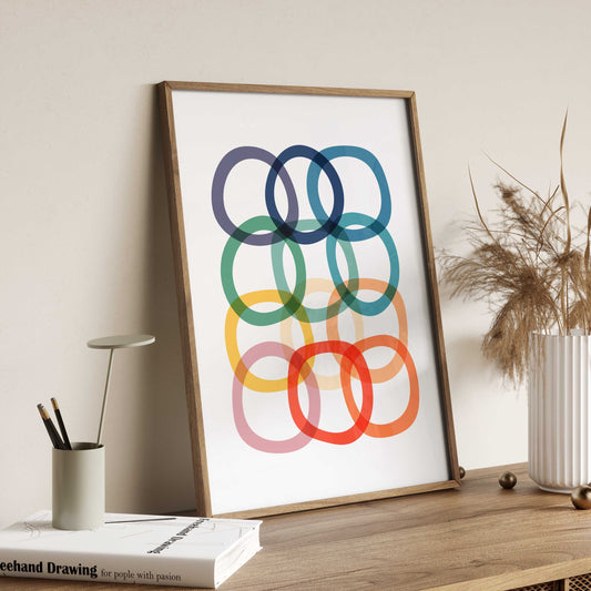 Bold and Colorful Modern Rings, Abstract Art Print
