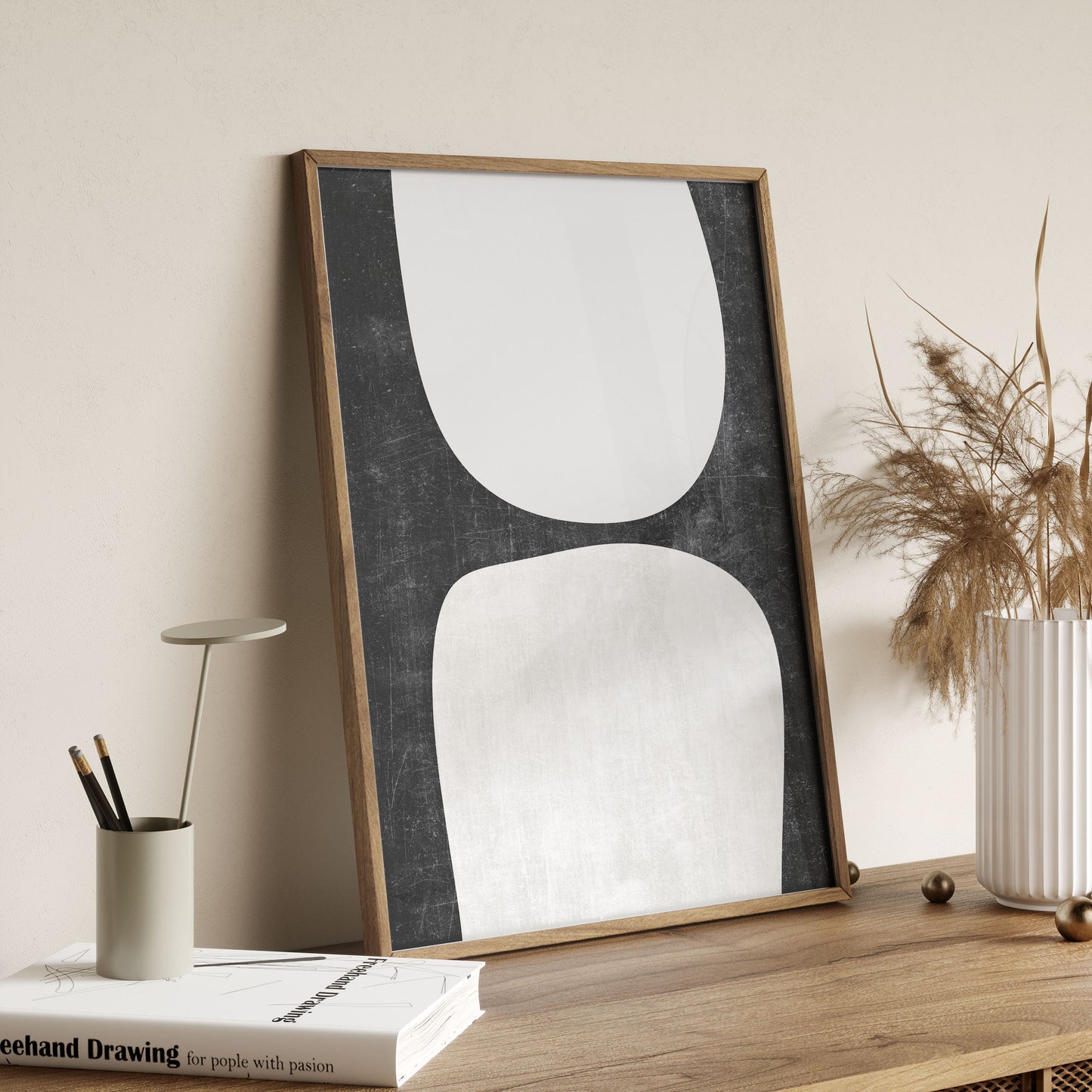 Set of 2 Black and White Ultra Modern Abstract Prints