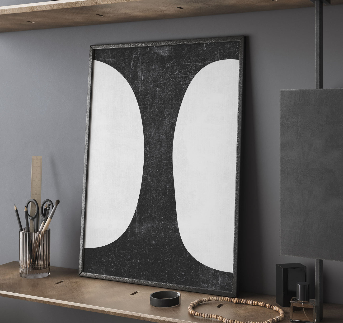 Set of 2 Black and White Ultra Modern Abstract Prints