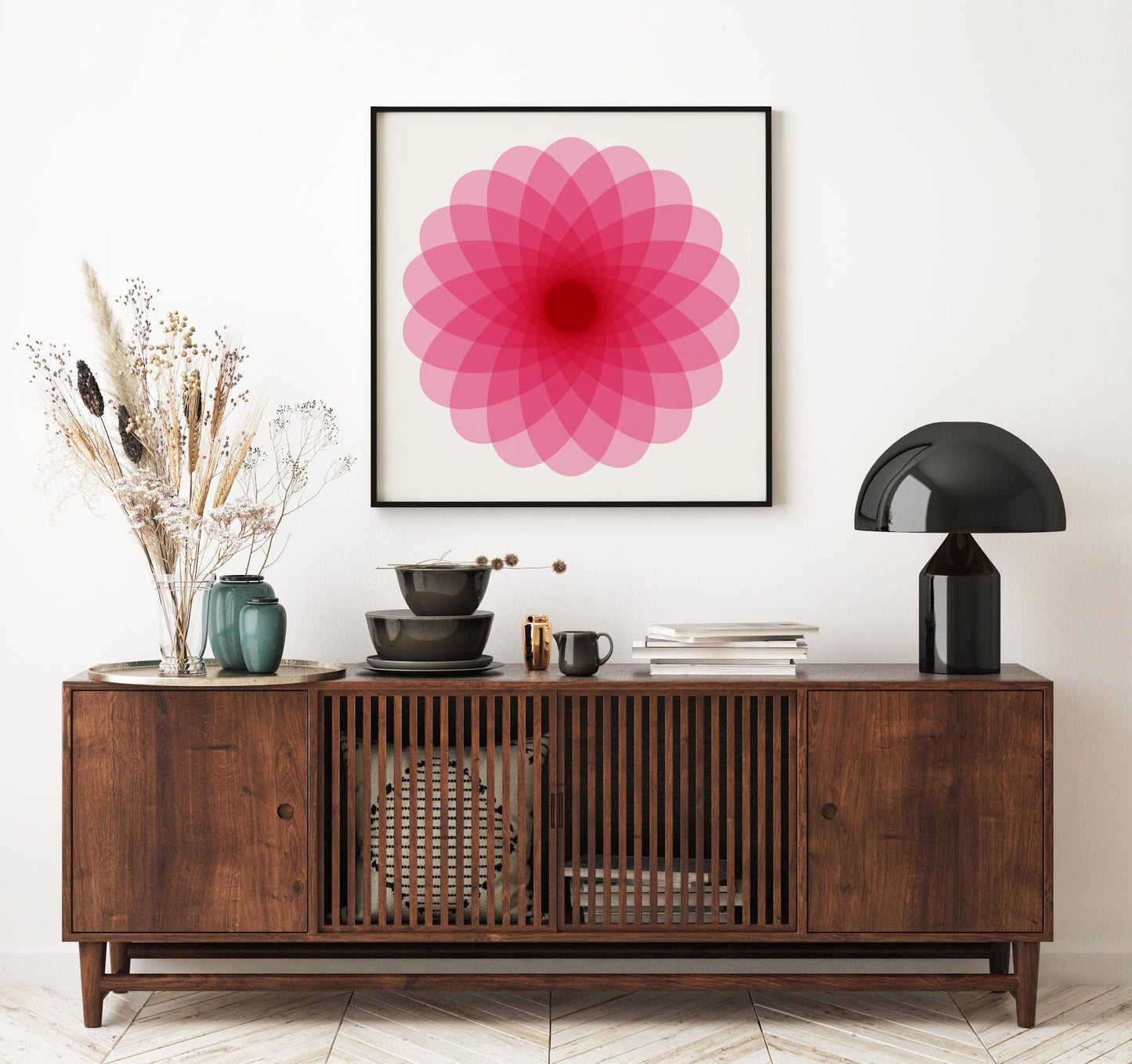 Cool Hot Pink Mandala Square Wall Art Print