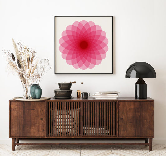Cool Hot Pink Mandala Square Wall Art Print