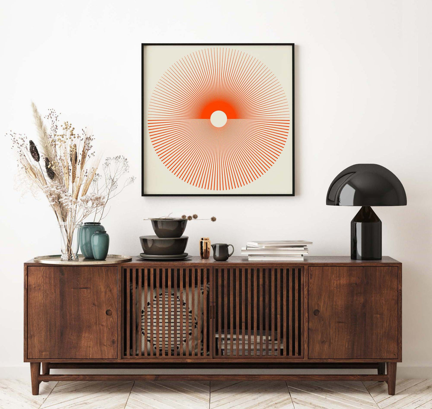 Red Sun Burst Print Sun Print Boho Sun Wall Art Modern Abstract Line Art Boho Modern Wall Decor Sunshine Print Mid Century Poster Square Art