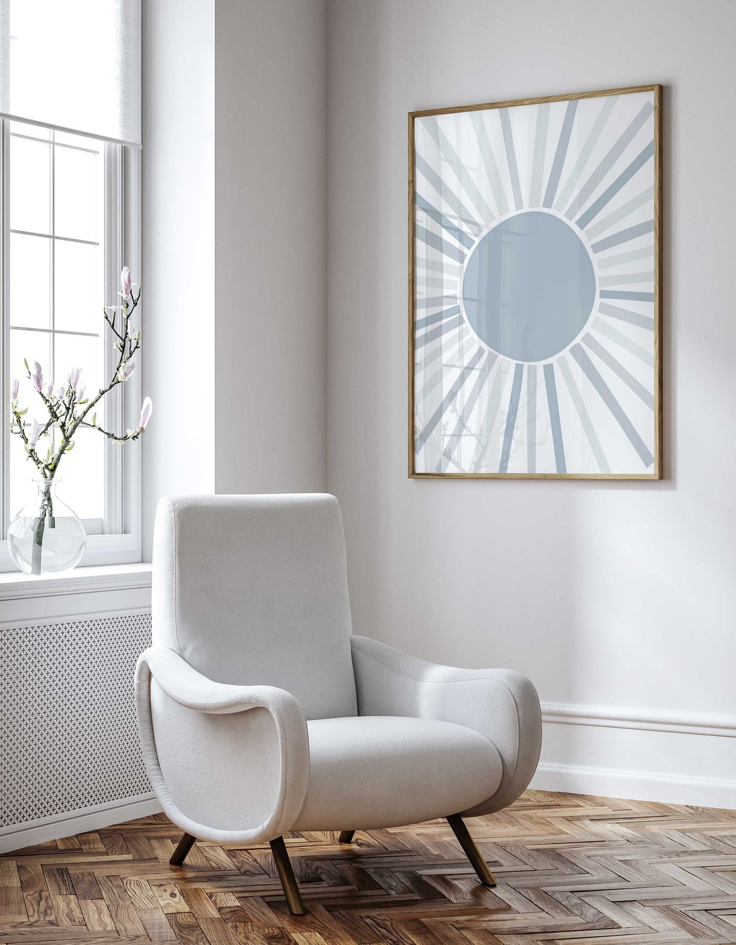 Cute Light Blue Abstract Sun Art Print
