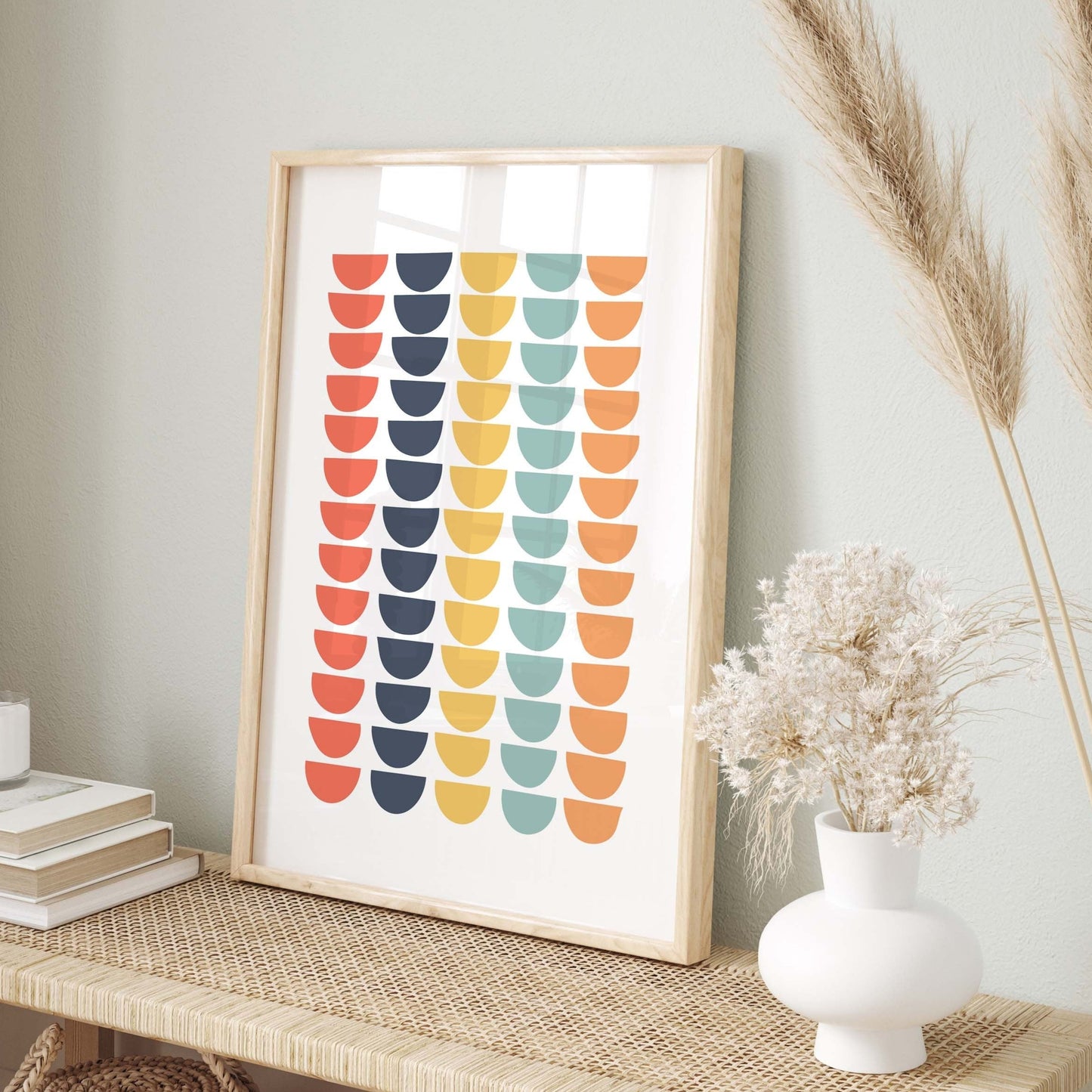 Cute Colorful Mid Century Scandi Art Print