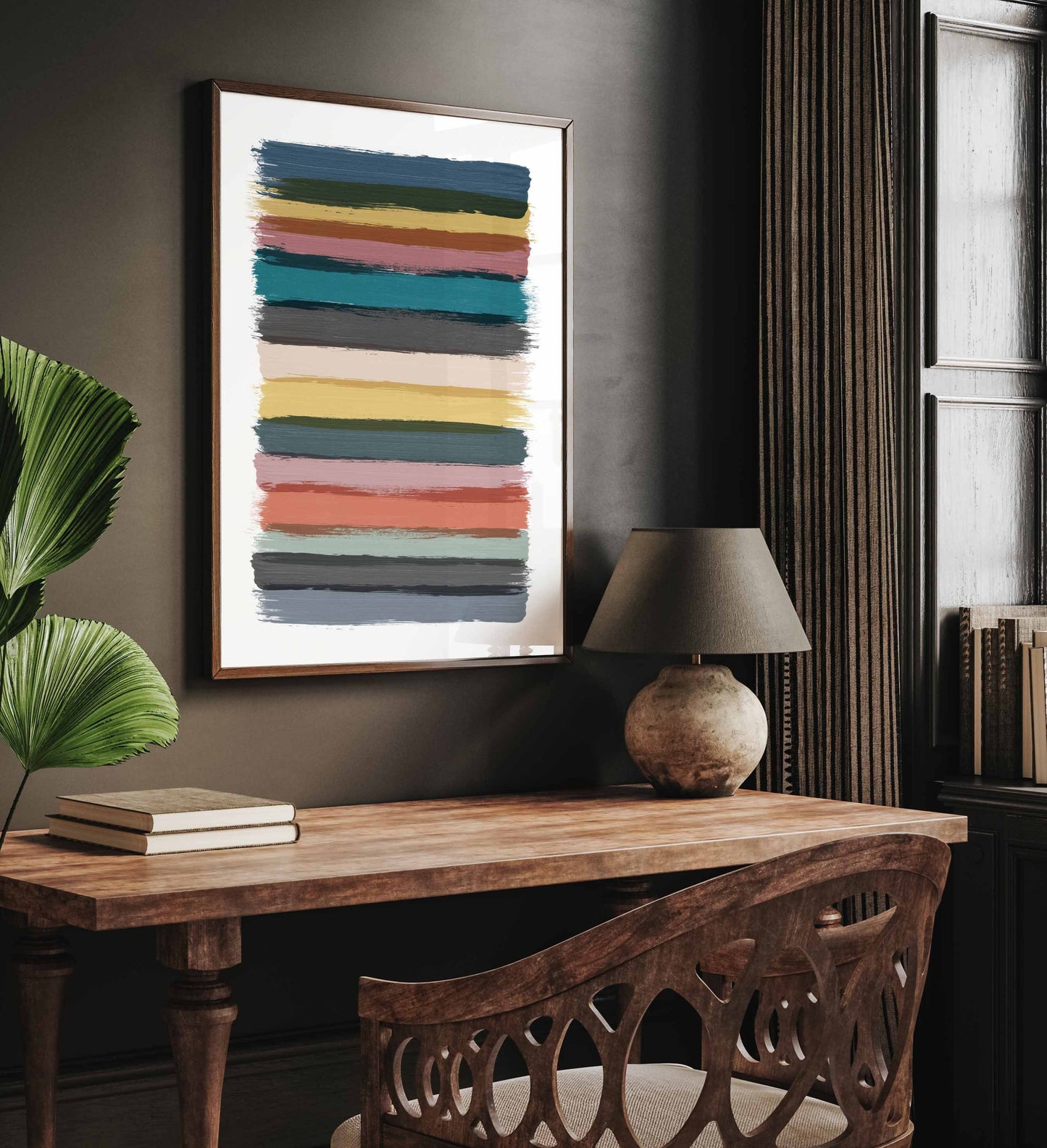 Colorful Abstract Painting Brush Line Art Print