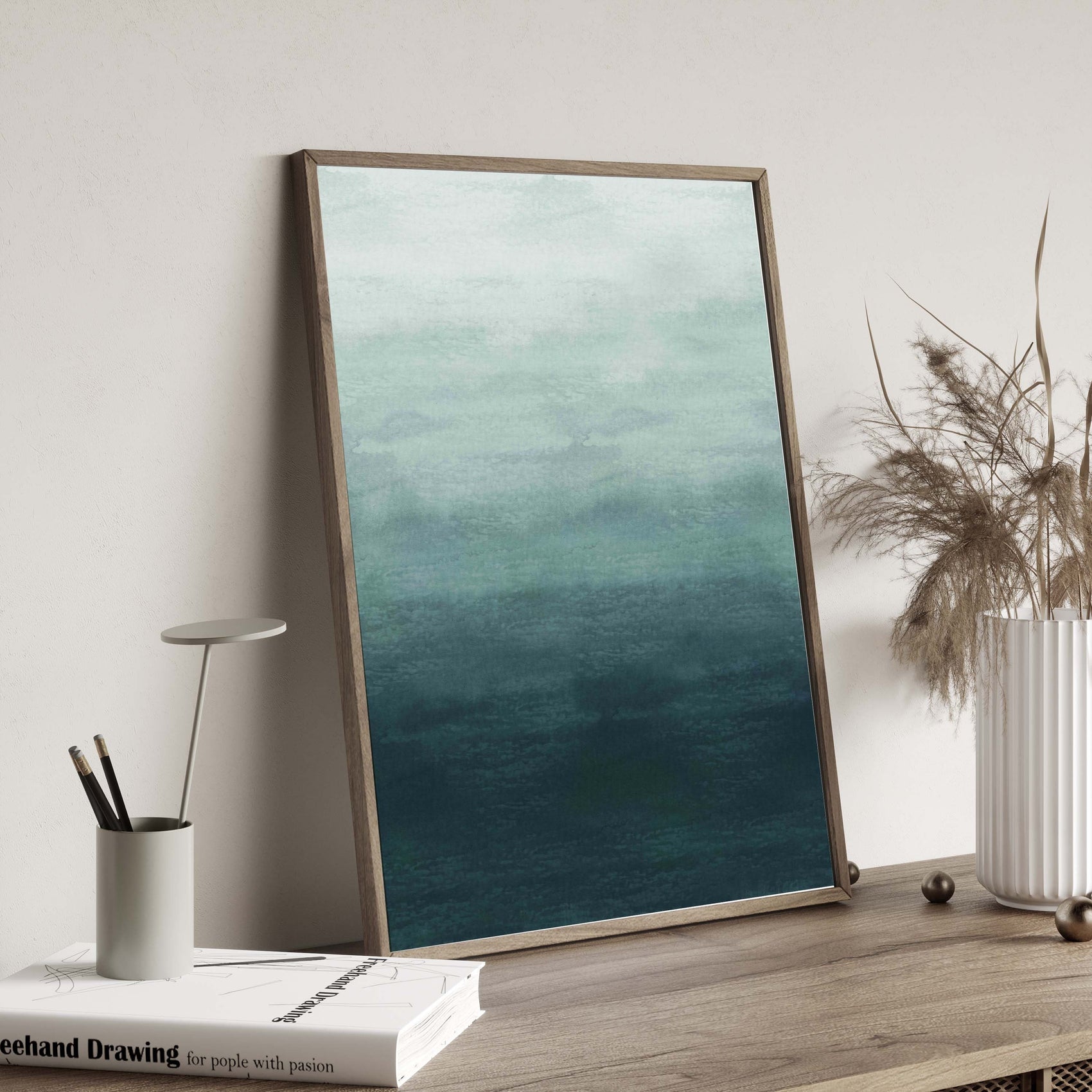 Blue Wash Minimal Painting Wall Art Print