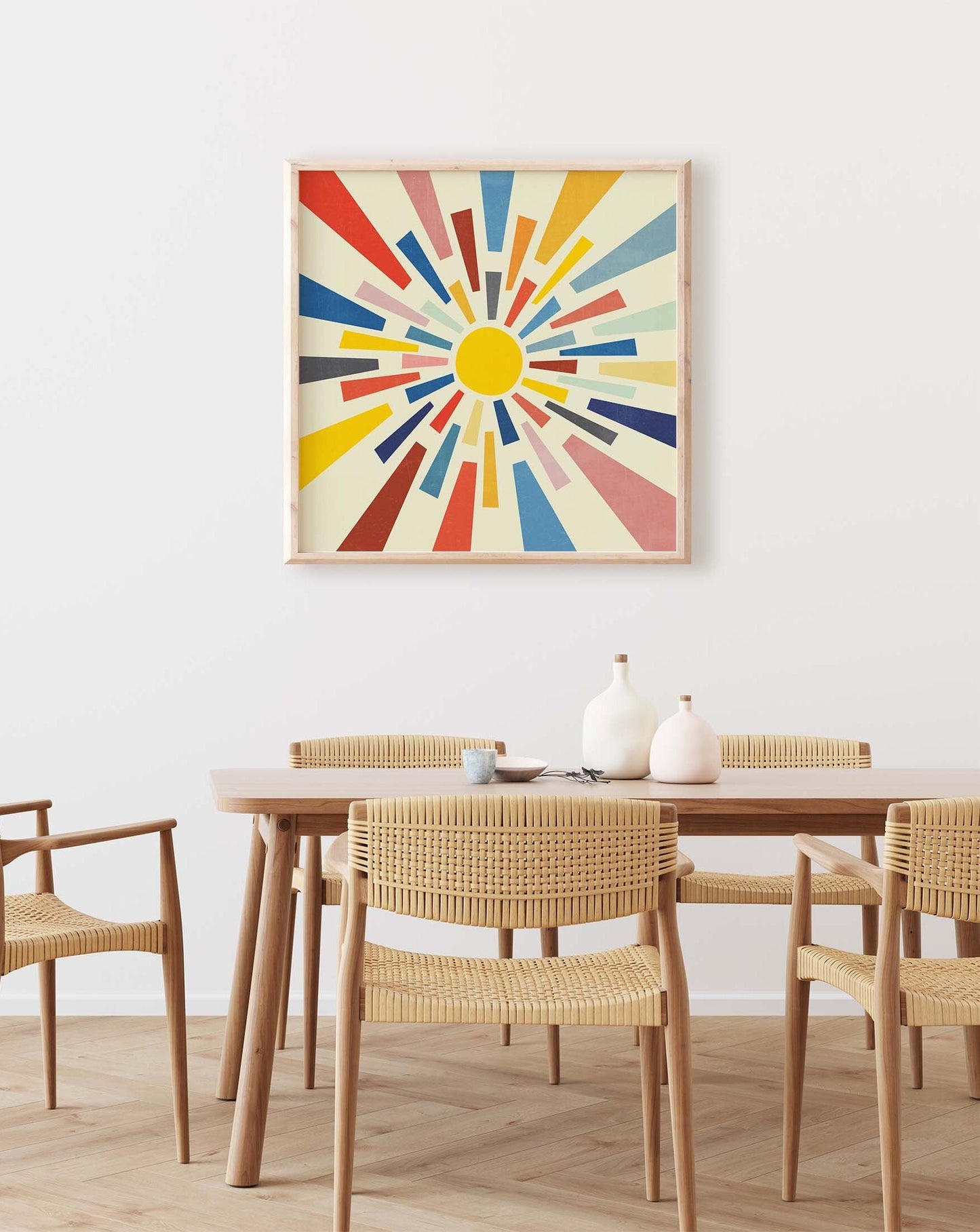 Colorful Retro Sunburst Square Art Print