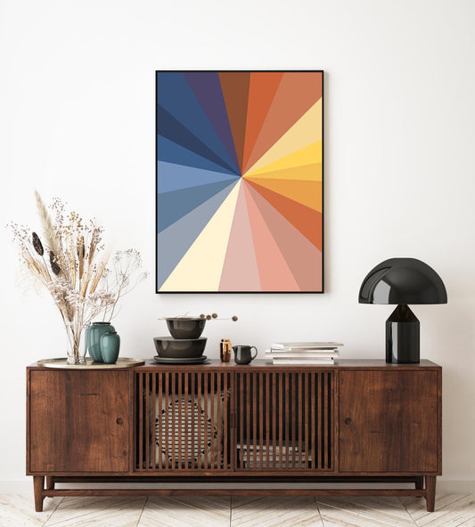Bold Rainbow Colored Modern Abstract Art Print