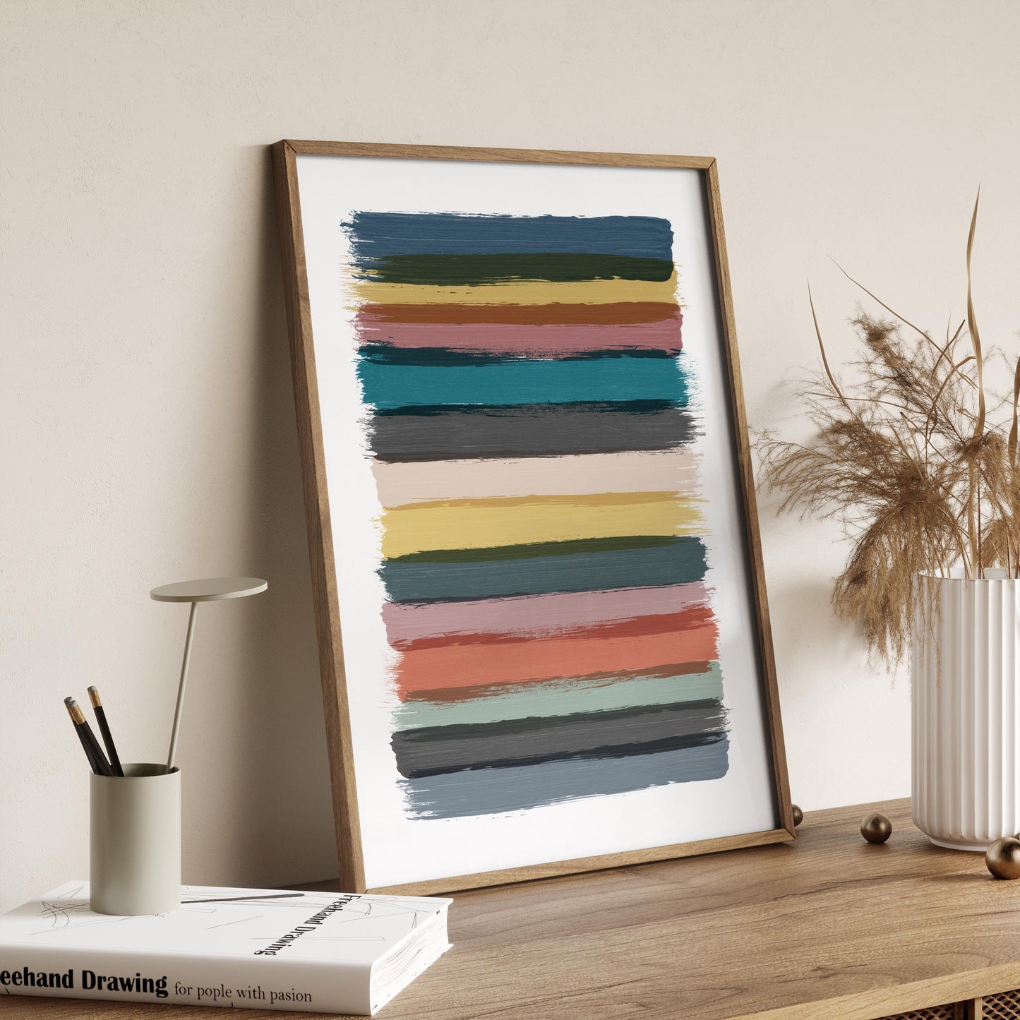 Colorful Abstract Painting Brush Line Art Print