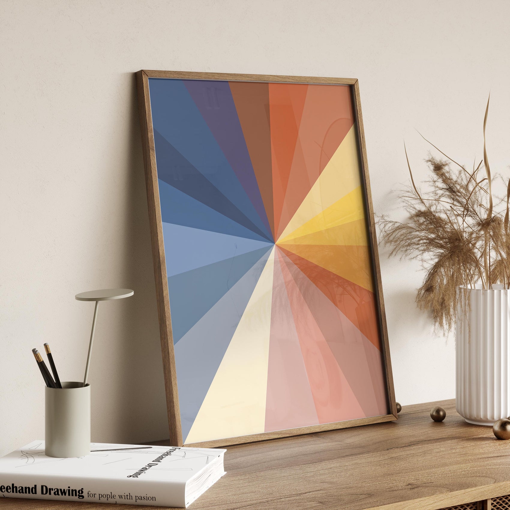 Bold Rainbow Colored Modern Abstract Art Print
