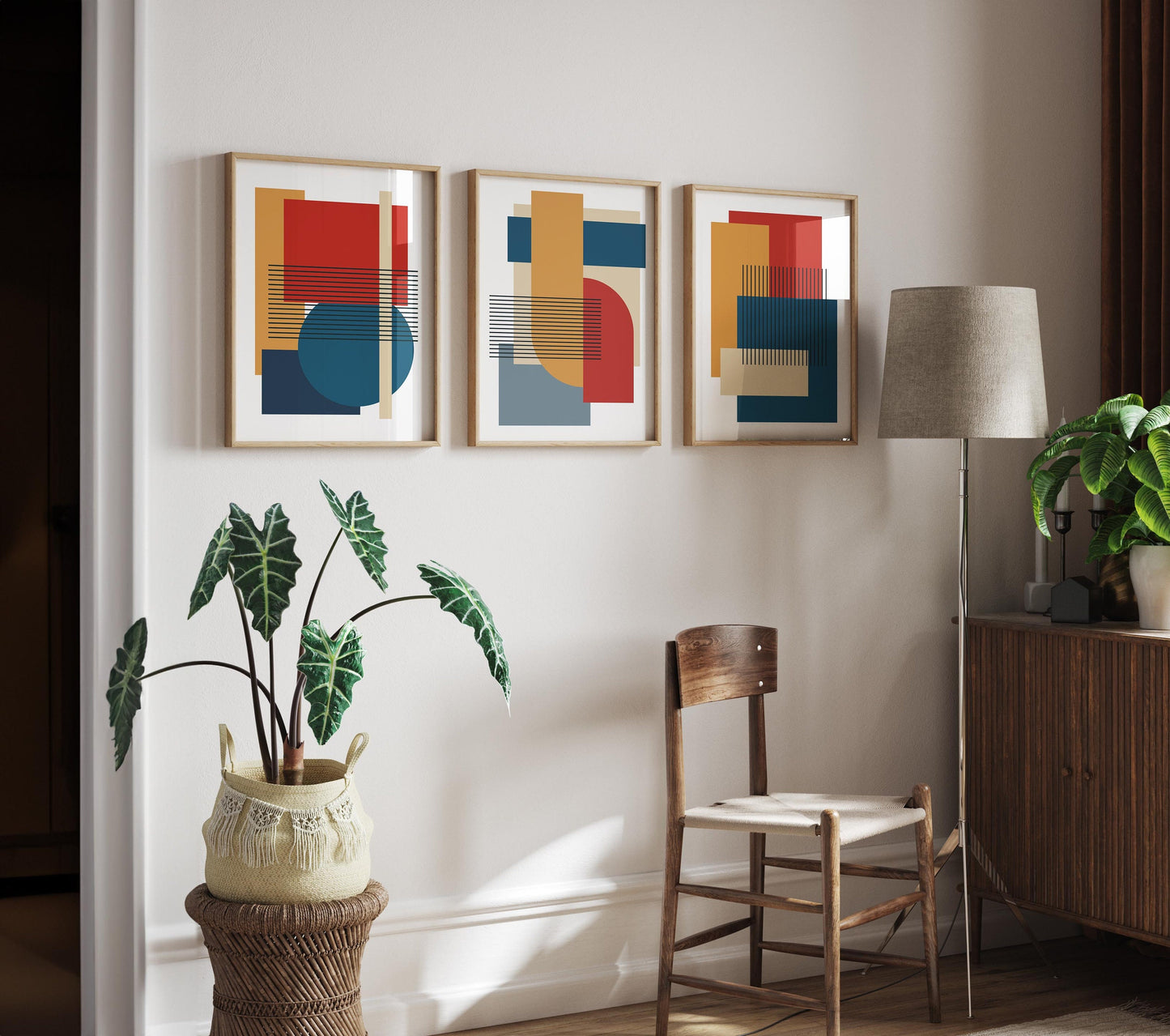 Set of 3 Bold and Colorful Abstract Art Prints
