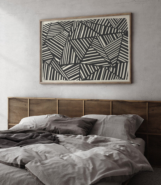 Cool Black and Beige Abstract Digital Art Print
