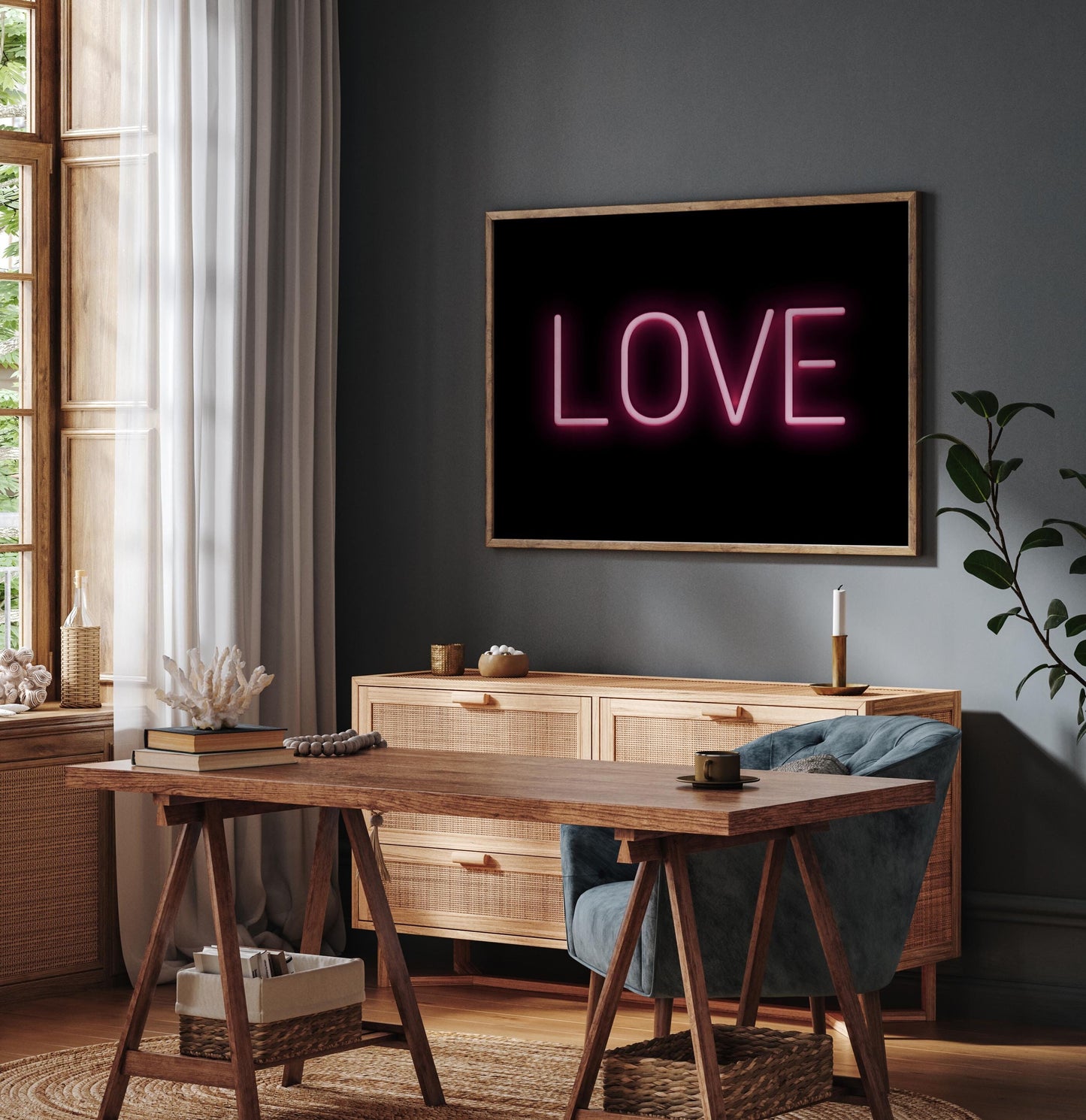 Cool Graphic Bright Pink Neon Love Sign Art Print