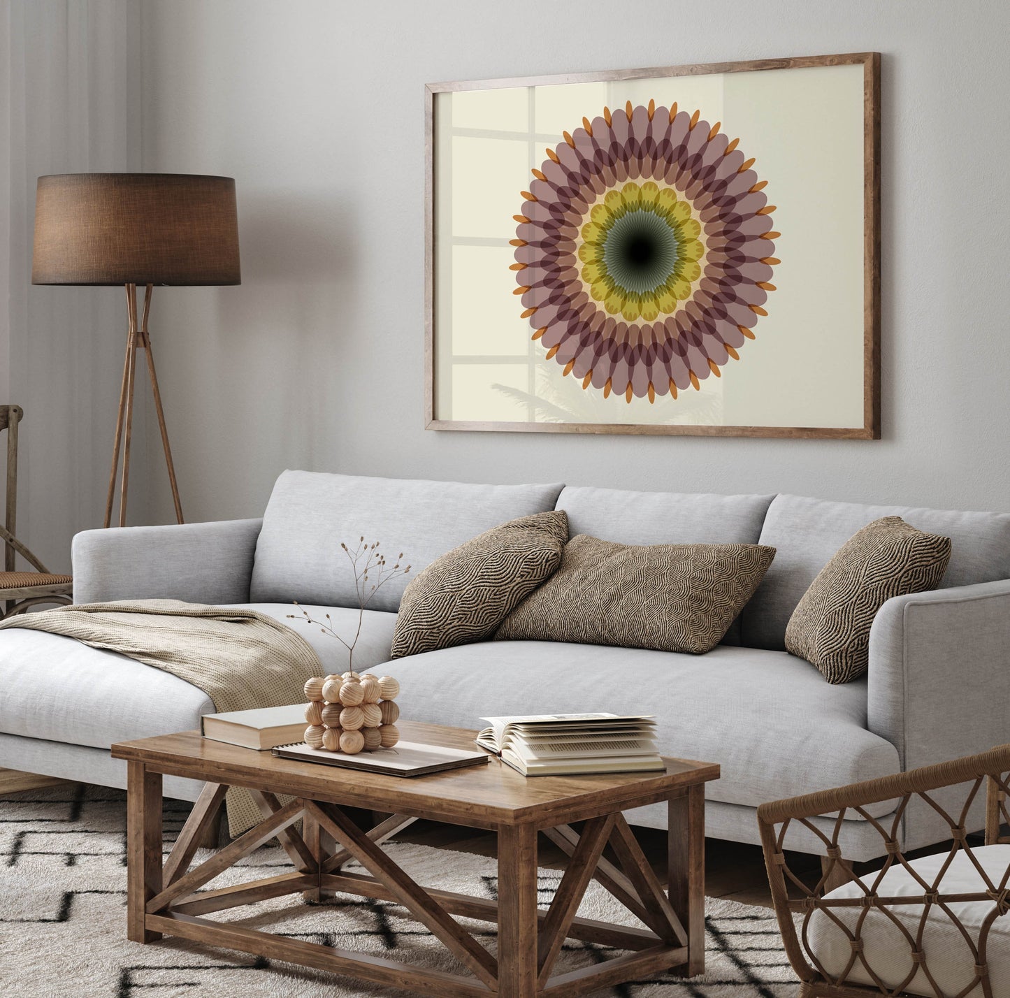 Boho Mauve Abstract Mandala Art Print