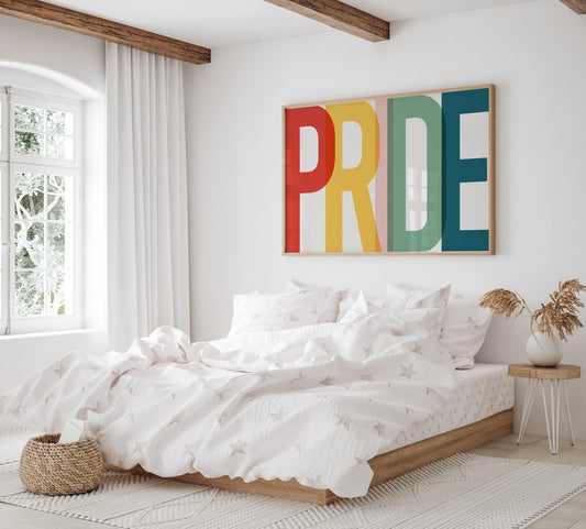 Colorful PRIDE Text Wall Art Print