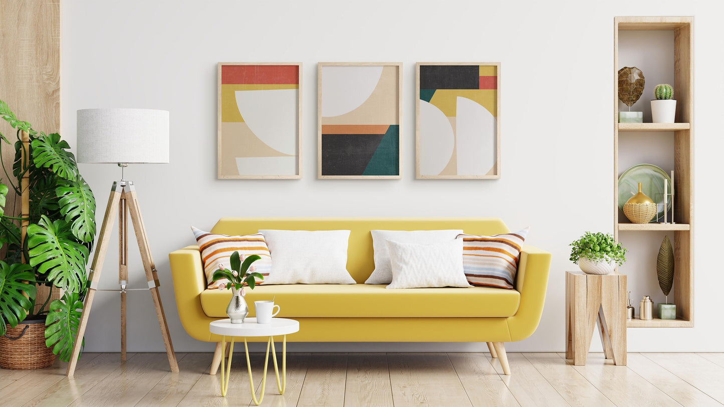 Set of 3 Colorful Mid Century Modern Art Prints