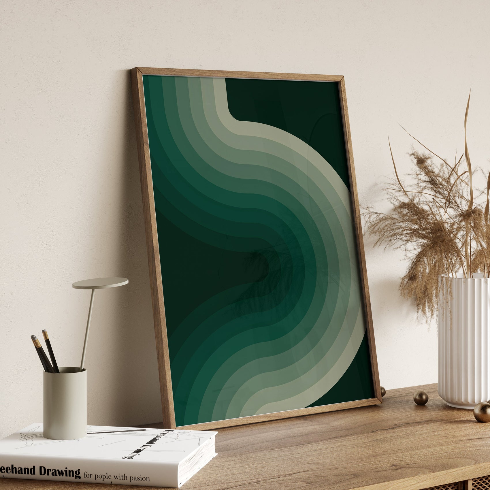 Cool Green Retro Mid Century Modern Art Print