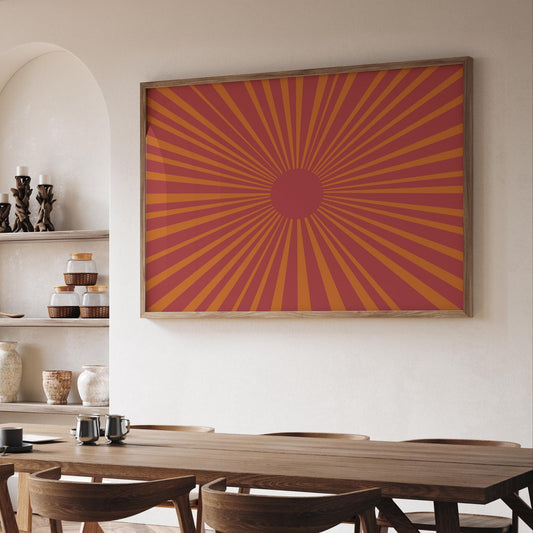 Bold Modern Pink and Orange Sun Modern Art Print