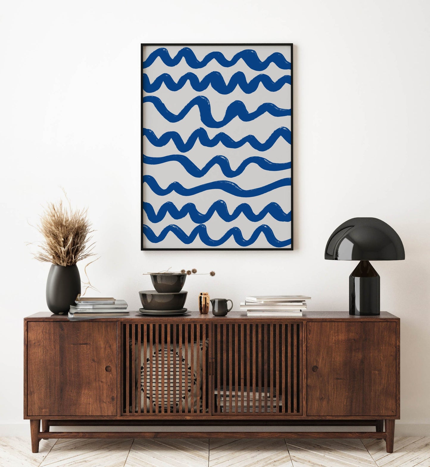 Modern Blue Waves Ocean Abstract Art Print
