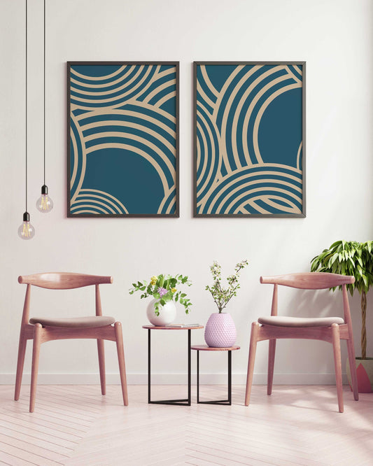 Set of 2 Cool Boys Bedroom Abstract Art Prints