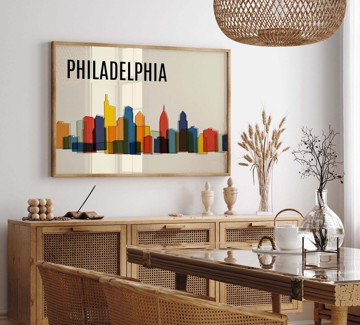 Colorful PHILADELPHIA Skyline Cityscape Art Print