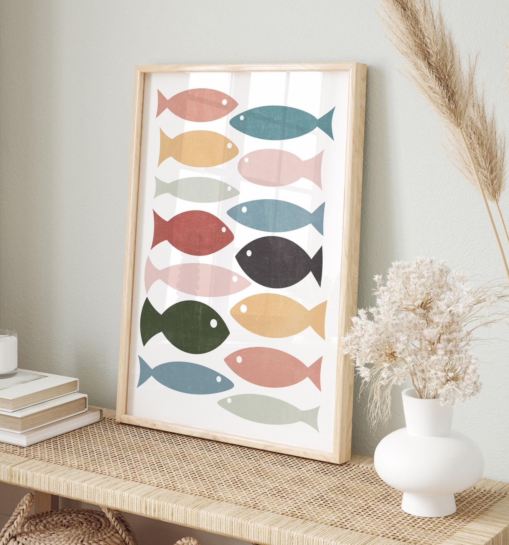 Cute Fun Colorful Fish Abstract Art Print