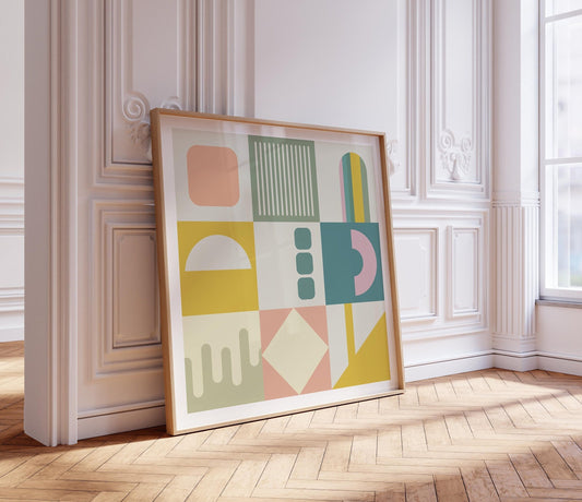 Cute Pastel Abstract Square Modern Art Print